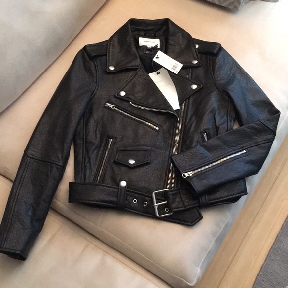 Current/Elliott Black Leather Moto Jacket - Picture 5 of 8